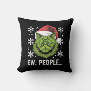 Funny Christmas Cat Ew People Meowy Cat Lovers  Cushion