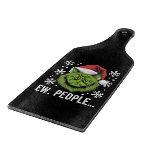 Funny Christmas Cat Ew People Meowy Cat Lovers Cutting Board