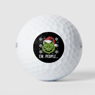 Funny Christmas Cat Ew People Meowy Cat Lovers  Golf Balls