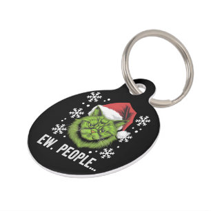 Funny Christmas Cat Ew People Meowy Cat Lovers  Pet Tag