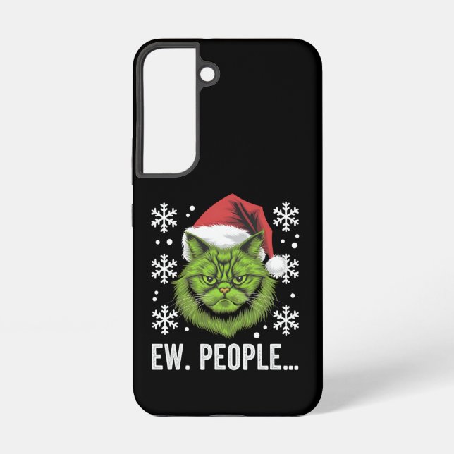 Funny Christmas Cat Ew People Meowy Cat Lovers  Samsung Galaxy S22 Case (Back)