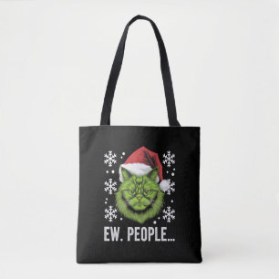 Funny Christmas Cat Ew People Meowy Cat Lovers  Tote Bag