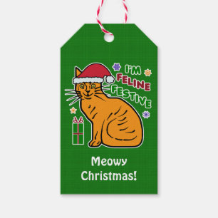 Funny Christmas Cat Feline Festive Holiday Pun Gift Tags