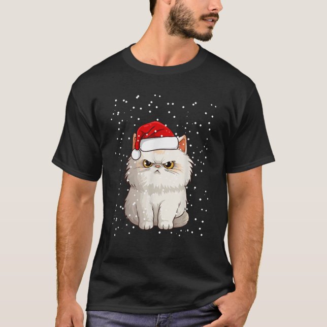 Funny Christmas Cat for Grumpy Teen Girl Boy Mom o T-Shirt (Front)