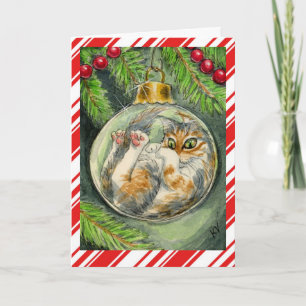 Funny Christmas Cat greeting card