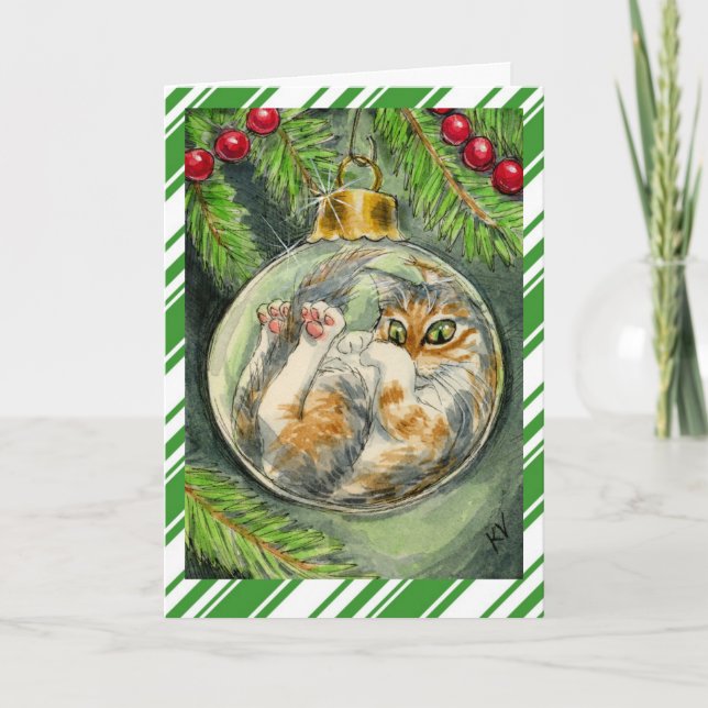 Funny Christmas Cat greeting card (Front)
