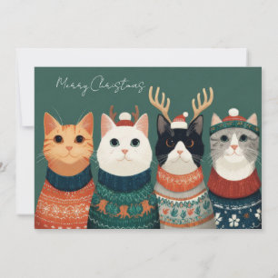 Funny Christmas Cat Greeting Card