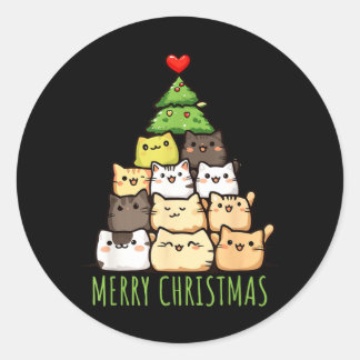 Funny Christmas Cat Love Shirt _ Cute Cat Mum Classic Round Sticker