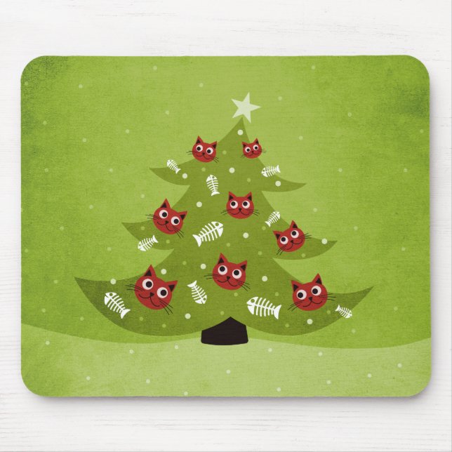 Funny Christmas Cat Lover Mouse Mat (Front)