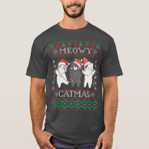 Funny Christmas Cat Matching Family Pajamas Meowy T-Shirt