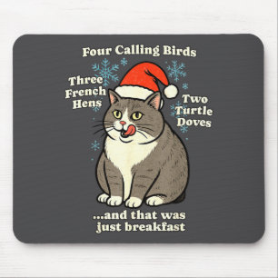 Funny Christmas Cat Meme Caroling Holiday Santa Ha Mouse Mat
