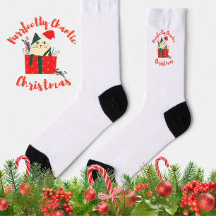 Funny Christmas Cat Meowy Humour Gift Socks
