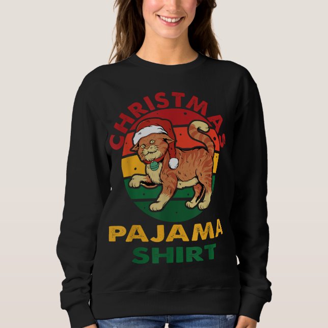 Funny Christmas Cat Pajama Xmas Sweatshirt (Front)