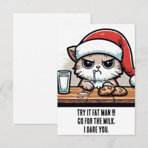 Funny Christmas Cat: Santa vs Cat for the Milk Card