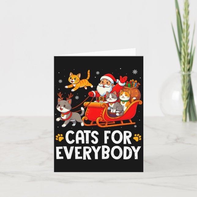 Funny Christmas Cat Santa Xmas Pajamas Cats For Ev Card (Front)