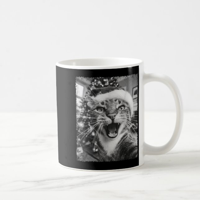 Funny Christmas Cat Selfie  Coffee Mug (Right)