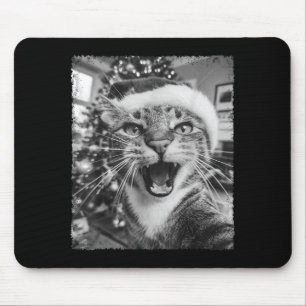 Funny Christmas Cat Selfie  Mouse Mat