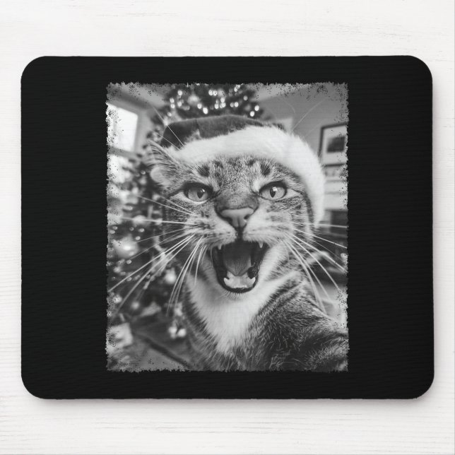 Funny Christmas Cat Selfie  Mouse Mat (Front)