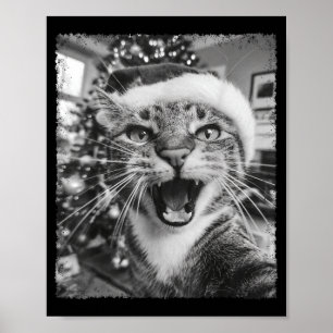 Funny Christmas Cat Selfie  Poster