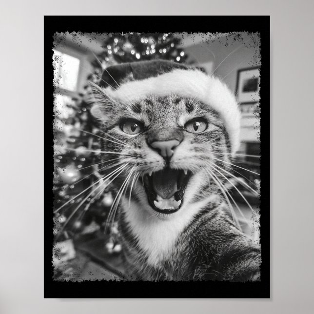 Funny Christmas Cat Selfie  Poster (Front)