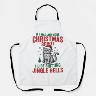 Funny Christmas Cat Spirit Vintage Engraving Desig Apron