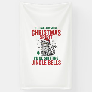 Funny Christmas Cat Spirit Vintage Engraving Desig Banner