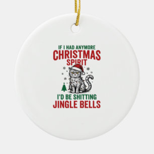 Funny Christmas Cat Spirit Vintage Engraving Desig Ceramic Tree Decoration