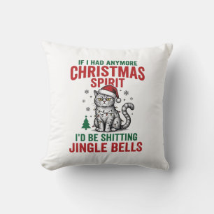 Funny Christmas Cat Spirit Vintage Engraving Desig Cushion