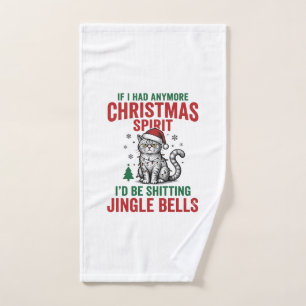 Funny Christmas Cat Spirit Vintage Engraving Desig Hand Towel