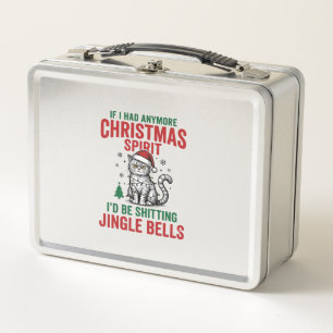 Funny Christmas Cat Spirit Vintage Engraving Desig Metal Lunch Box