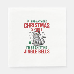 Funny Christmas Cat Spirit Vintage Engraving Desig Napkin