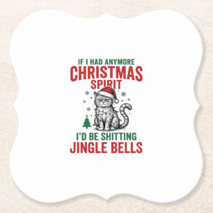 Funny Christmas Cat Spirit Vintage Engraving Desig Paper Coaster
