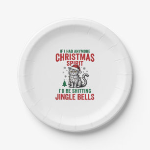 Funny Christmas Cat Spirit Vintage Engraving Desig Paper Plate