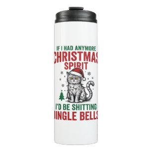 Funny Christmas Cat Spirit Vintage Engraving Desig Thermal Tumbler