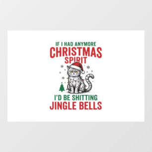Funny Christmas Cat Spirit Vintage Engraving Desig Window Cling