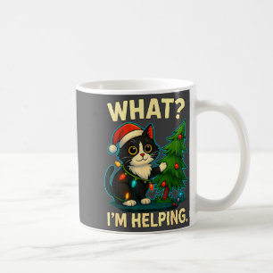 Funny Christmas Cat What I’m Helng Holiday Tuxedo  Coffee Mug