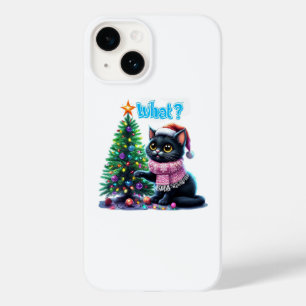 Funny Christmas Cat What with Tree Sticker Case-Mate iPhone 14 Case