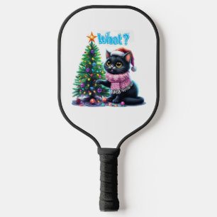 Funny Christmas Cat What with Tree Sticker Pickleball Paddle