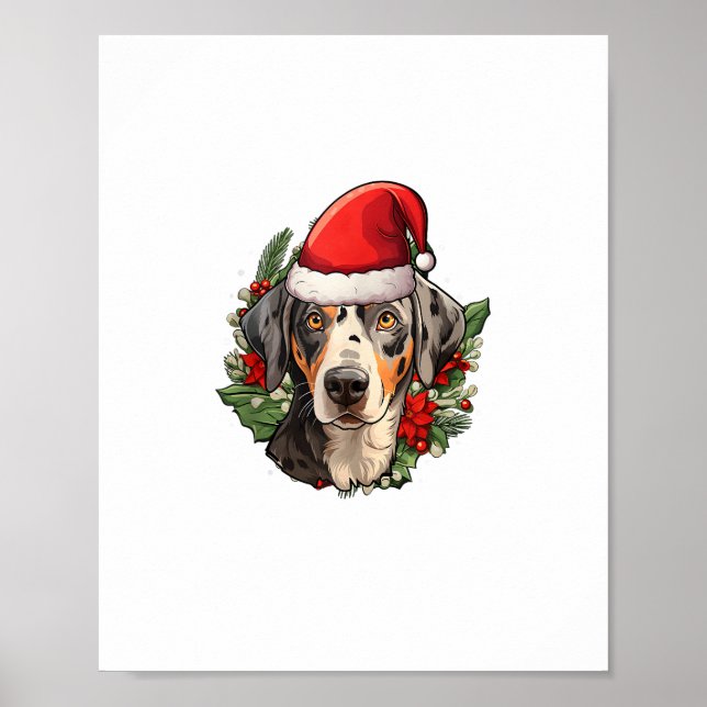 Funny Christmas Catahoula Leopard Dog  Poster (Front)