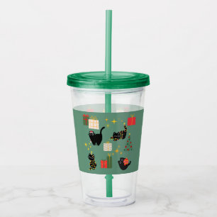 Funny Christmas Cats Acrylic Tumbler