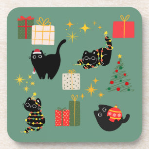 Funny Christmas Cats Coaster