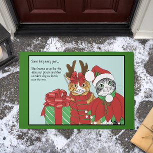 Funny Christmas Cats Costumes Holiday Humour Doormat