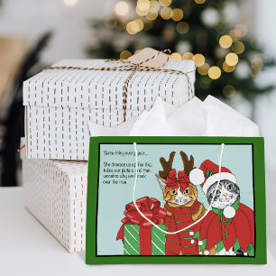 Funny Christmas Cats Costumes Holiday Humour Large Gift Bag