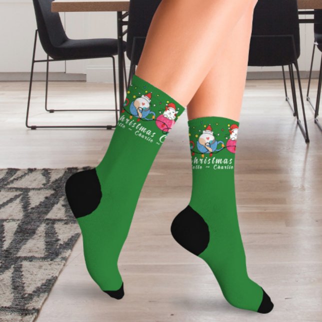 Funny Christmas Cats I Monogram Christmas Party Socks (Creator Uploaded)