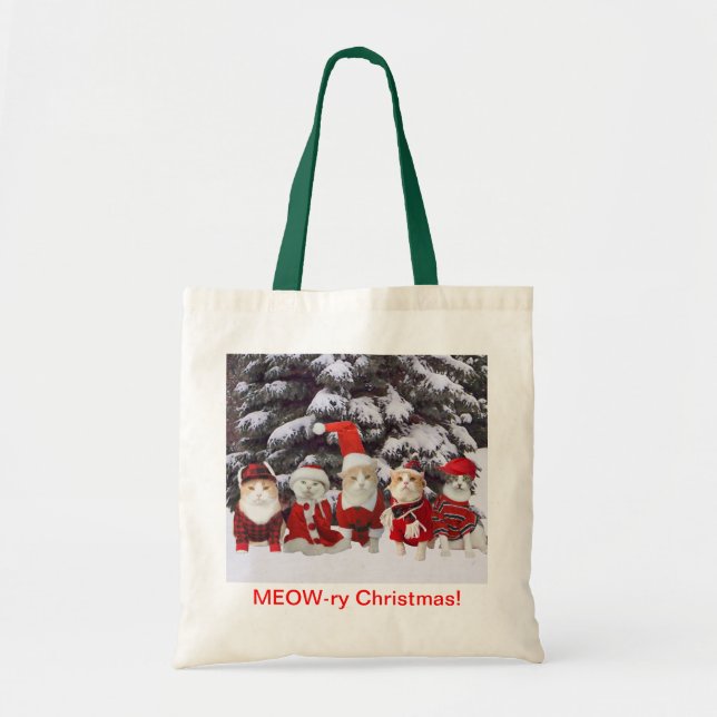 Funny Christmas Cats Tote Bag (Front)