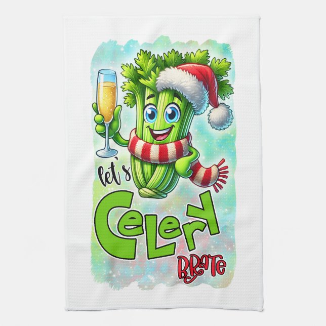 Funny Christmas celery word art  Tea Towel (Vertical)