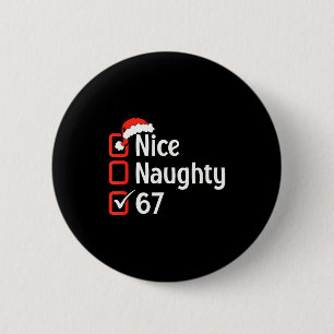 Funny Christmas Checked List Nice Naughty 6 7 Meme Cm Round Badge