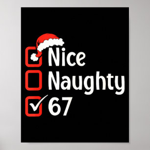 Funny Christmas Checked List Nice Naughty 6 7 Meme Poster