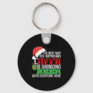 Funny Christmas Cheer Beer Drinking Holiday Spirit Key Ring