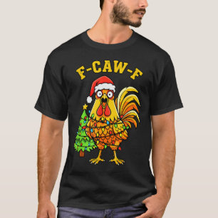 Funny Christmas Chicken Lights Santa Hat F-caw-f  T-Shirt